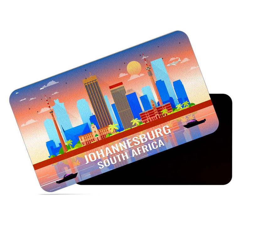 dhcrafts Rectangular Rubber Fridge Magnet / Magnetic Card Multicolor South Africa Johannesburg Design Pack of 1 (8.6cm x 5.4cm)